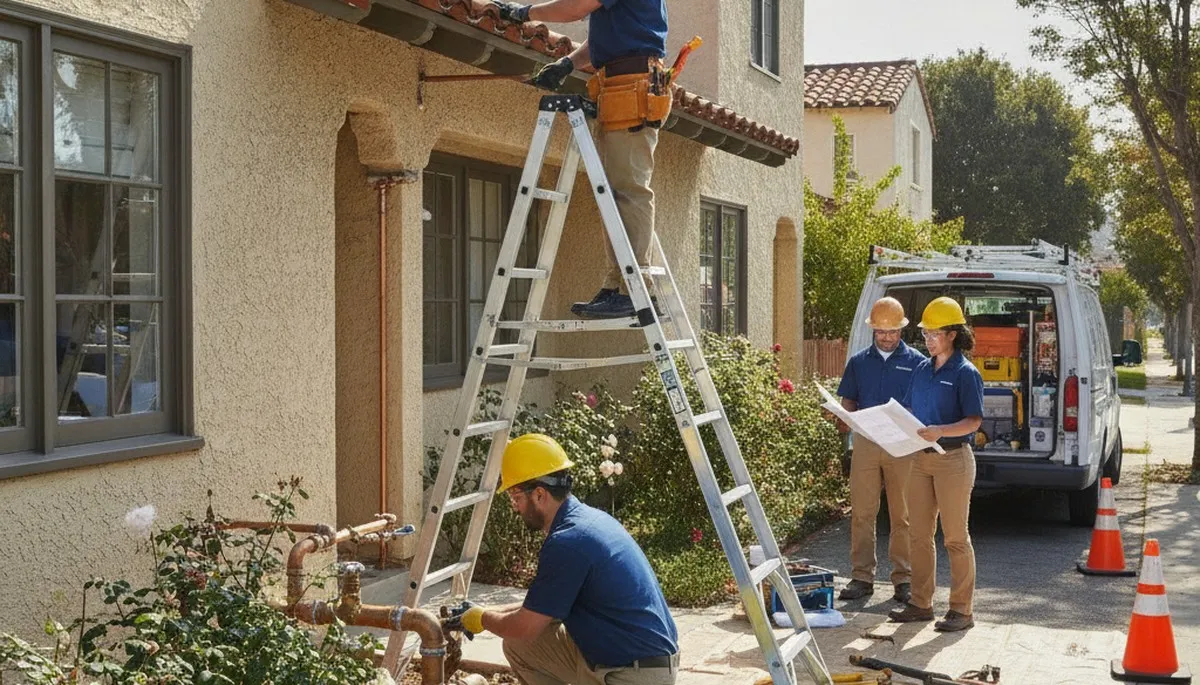 Pasadena, CA plumber repairing a residential pipe for reliable plumbing service