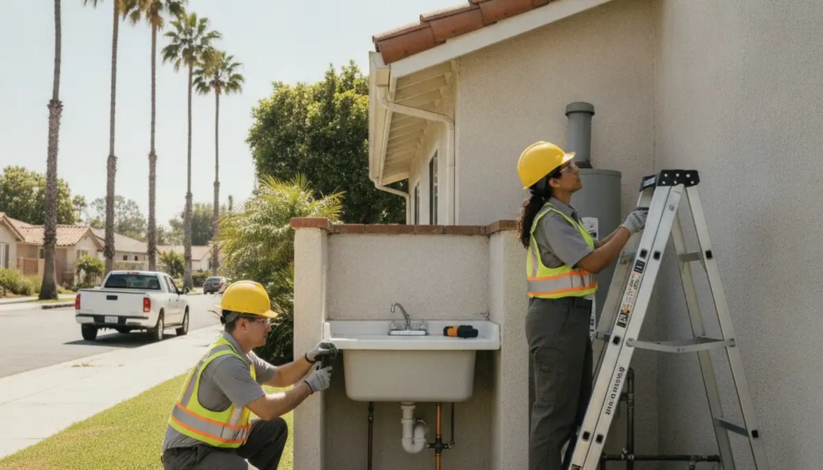 Pasadena, CA plumber repairing a pipe for a residential plumbing service call