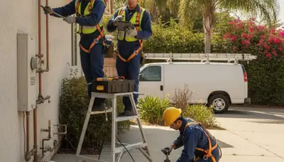 Pasadena, CA plumber repairing a residential plumbing line for a local plumbing service