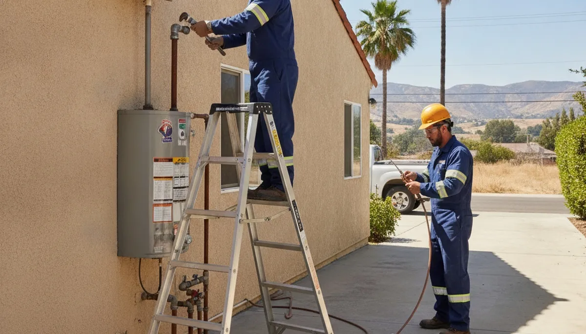 Pasadena, CA plumber repairing a residential pipe for local plumbing service