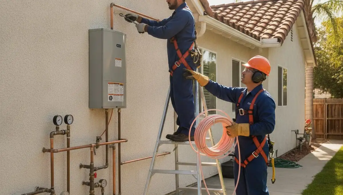 Pasadena, CA plumber repairing a residential pipe for local plumbing service