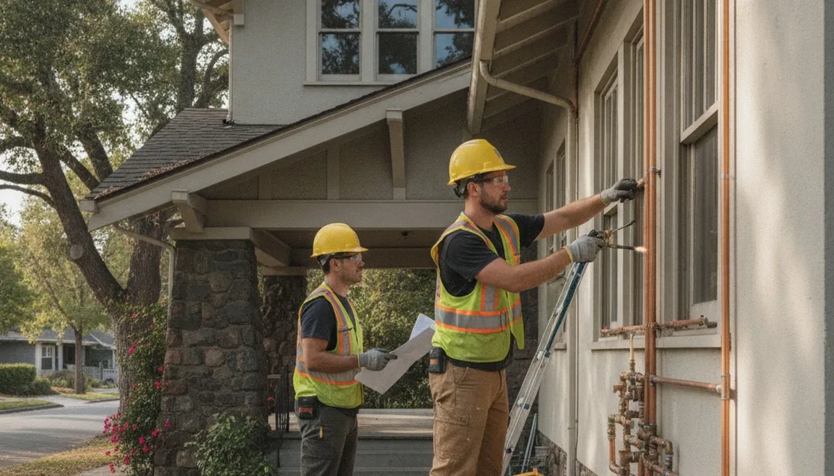 Pasadena, CA plumber repairing a residential pipe for local plumbing service