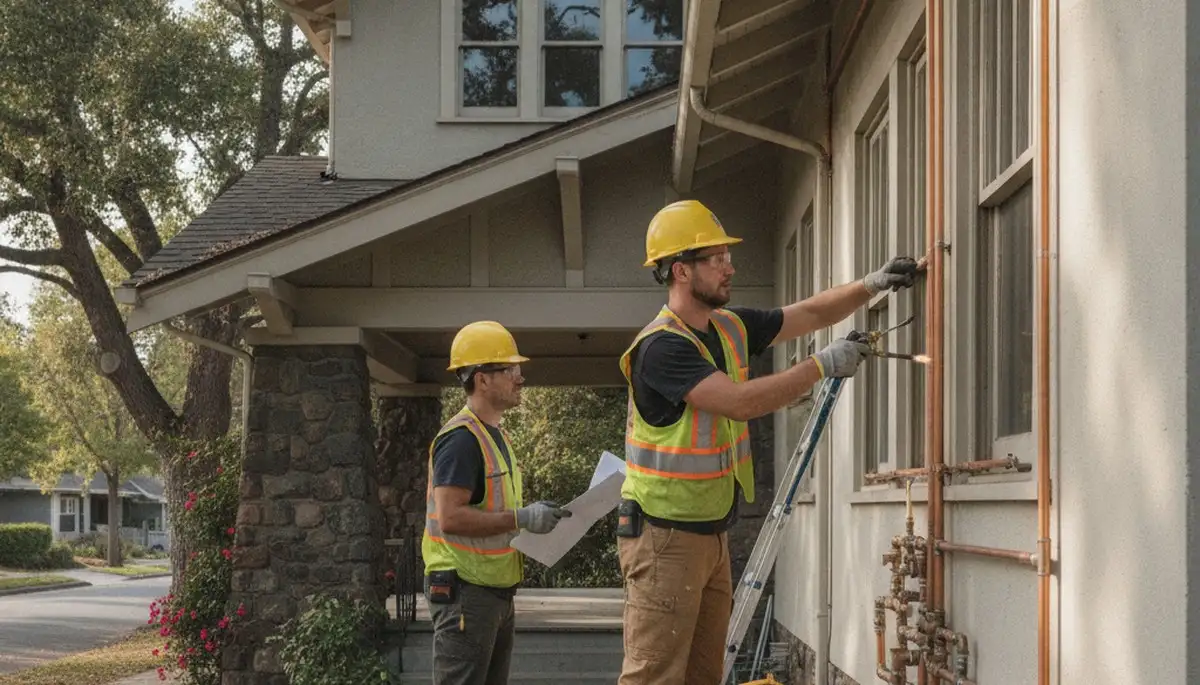 Pasadena, CA plumber repairing a residential pipe for local plumbing service