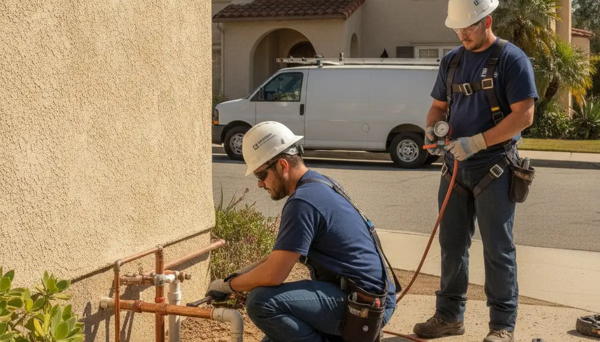 Plumber repairing a leak in Pasadena, CA for a professional plumbing service