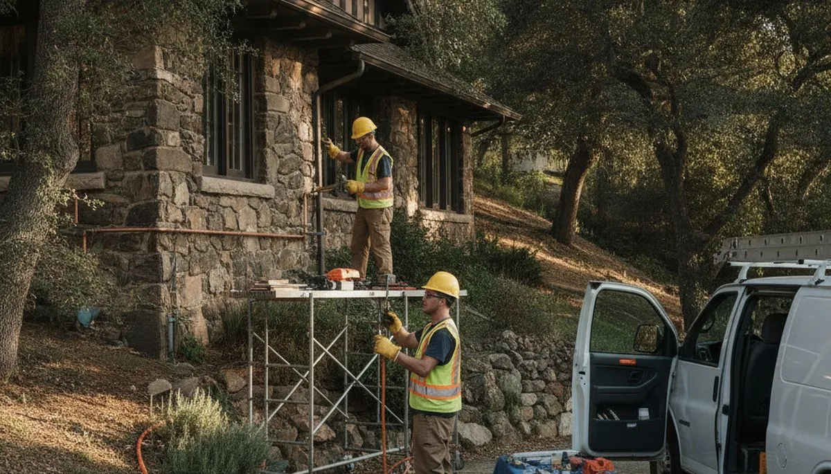 Pasadena, CA plumber repairing a residential plumbing line for reliable local plumbing service
