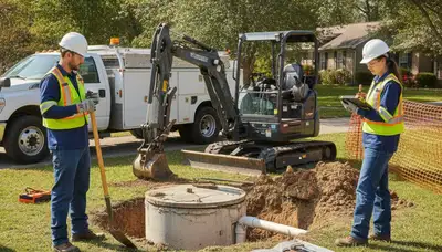 Septic repair technician inspecting Pasadena, CA home plumbing system for On Call Plumbers