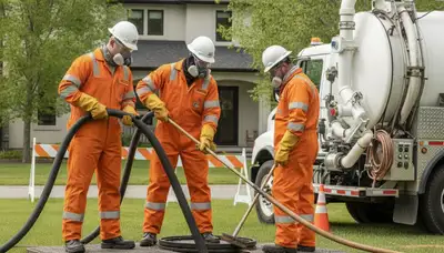 Septic tank cleaning service truck for Pasadena, CA homes by On Call Plumbers