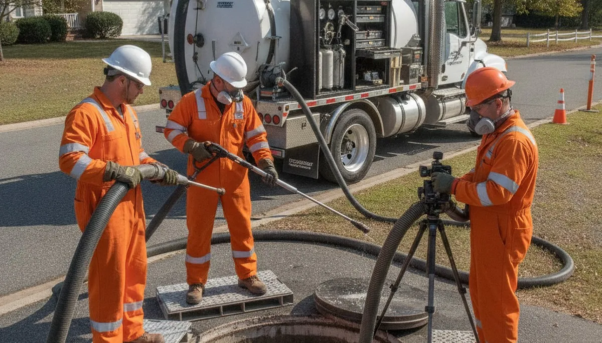 Septic tank cleaning service truck in Pasadena, CA for residential plumbing maintenance