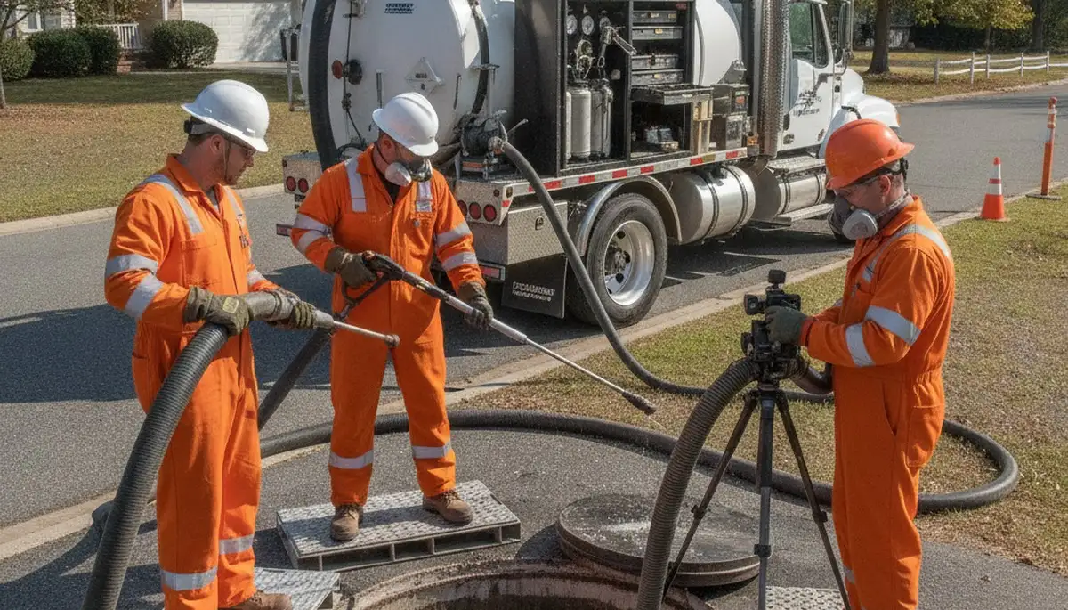 Septic tank cleaning service truck in Pasadena, CA for residential plumbing maintenance