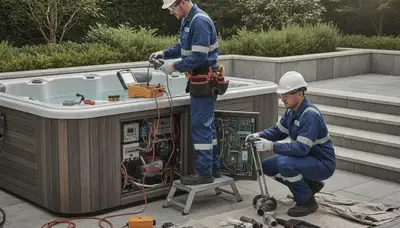 Pasadena, CA plumber inspecting spa repair equipment for reliable home service