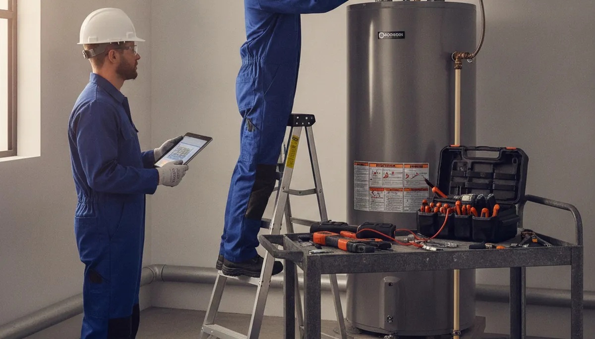 Pasadena, CA plumber repairing a residential water heater for fast home service